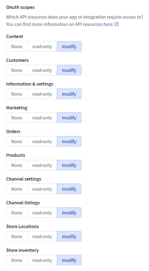 BigCommerce API Scopes