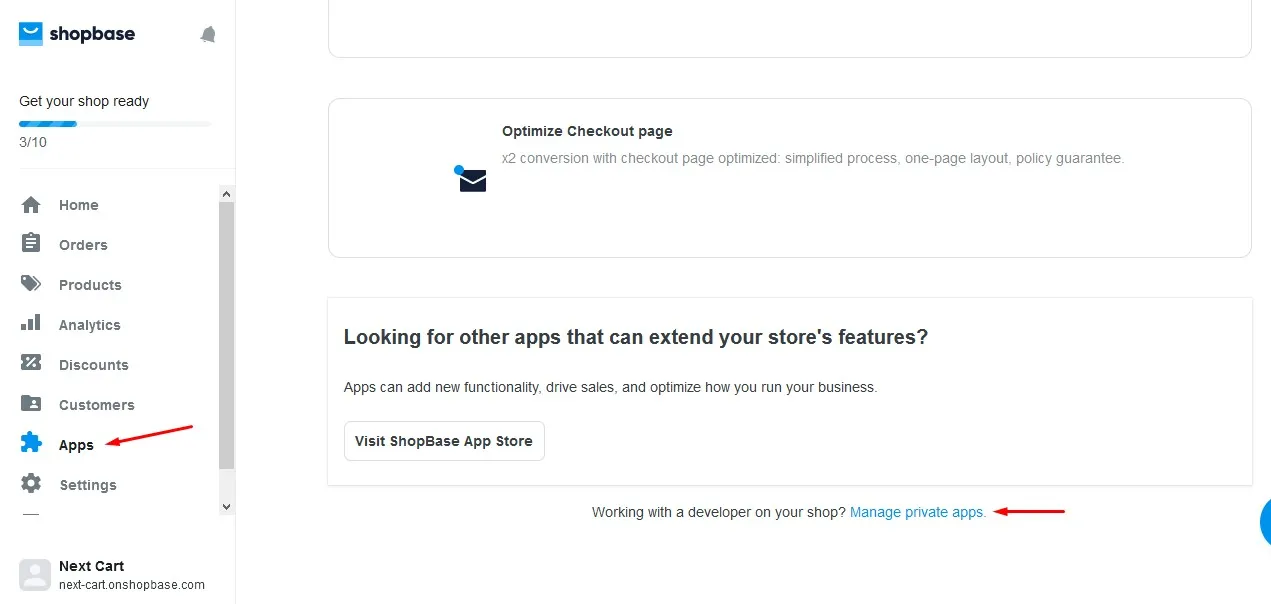 ShopBase – Manage private apps