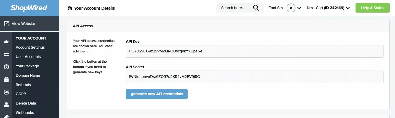 ShopWired API Key