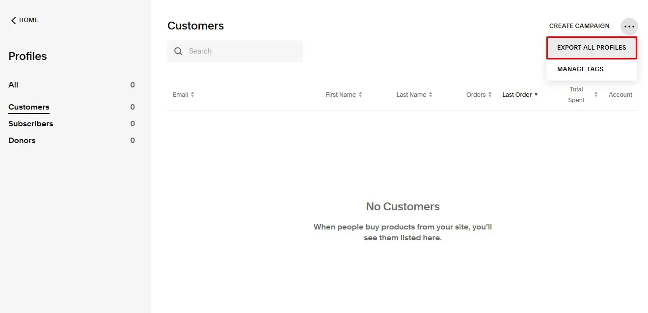 Squarespace Export Customers